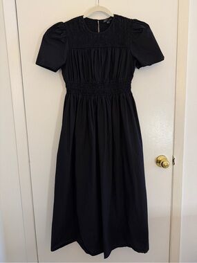 Nobody’s Child Natalia Black Tiered Puff Sleeve Midi Dress Cottagecore Size 4
